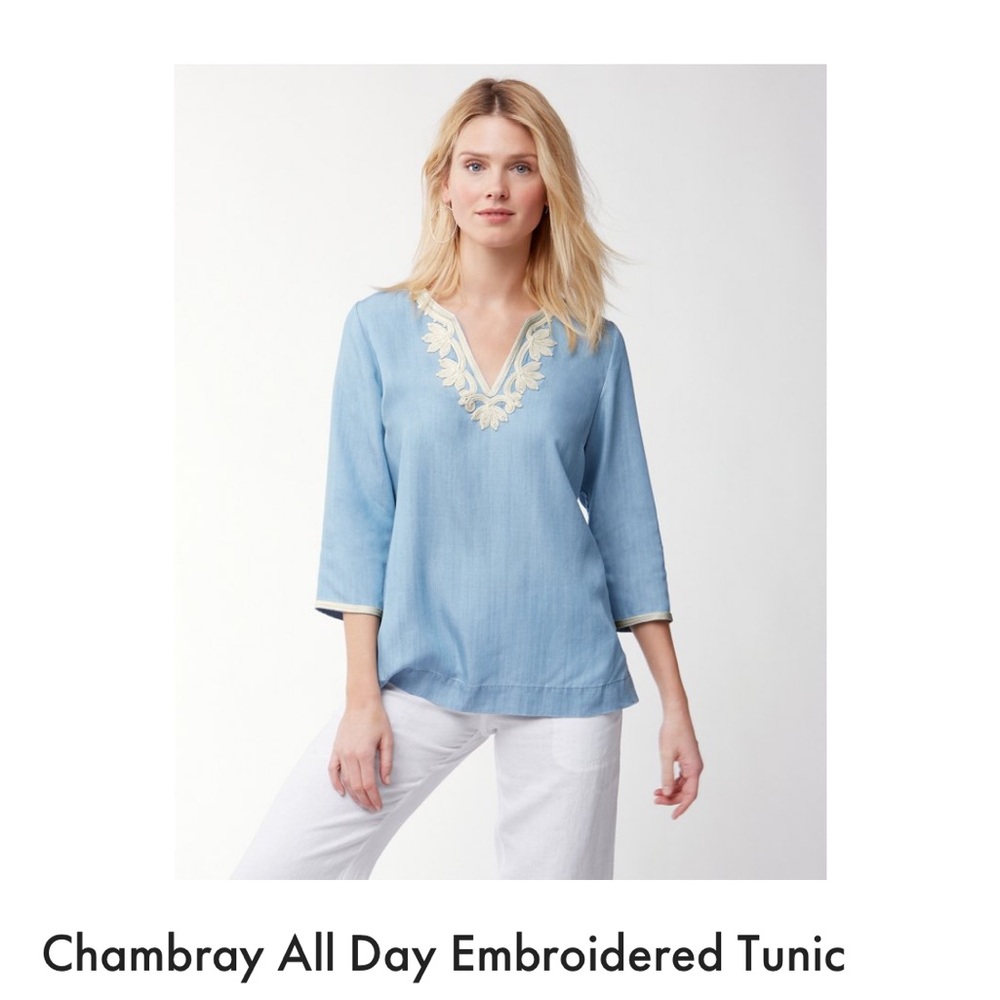Tommy Bahama Chambray Embroidered Tunic